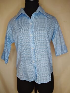 Women's Light Blue Textured Button-Down Shirt
